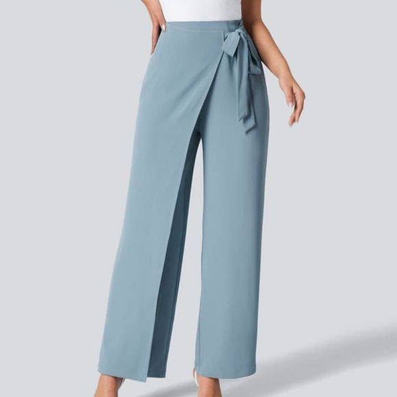 Halara High Waisted Tie Side Invisible Zipper Wide Leg - Picture 2 of 9